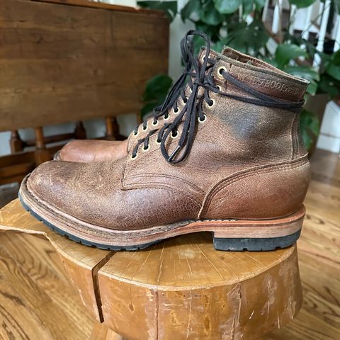 View photo of White's MP-Sherman Plain Toe in New Rosewood Waxed Elk Unicorn