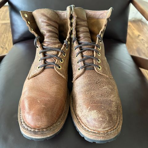 View photo of White's MP-Sherman Plain Toe in New Rosewood Waxed Elk Unicorn