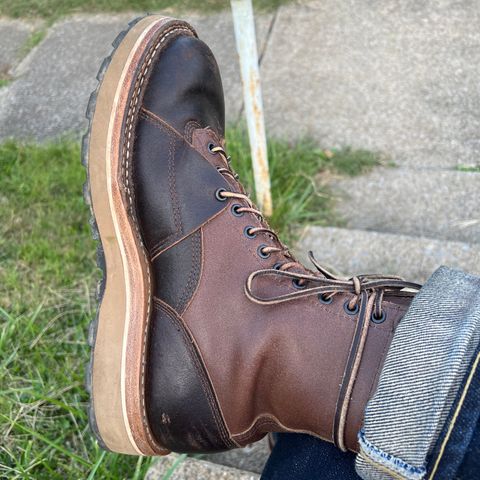 View photo of White's Bounty Hunter in Horween Dark Brown Waxed Flesh & Horween Natural Waxed Flesh