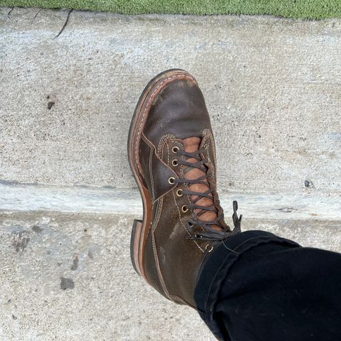 View photo of White's Unlisted Model in Horween Olive Waxed Flesh