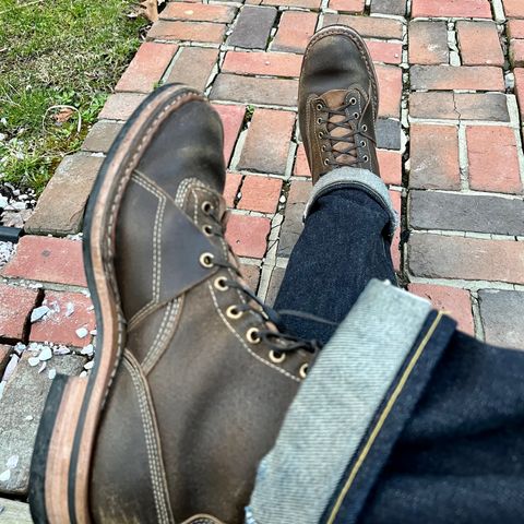 View photo of White's Unlisted Model in Horween Olive Waxed Flesh