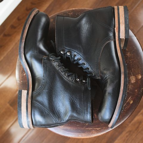 View photo of Virtus Leather Unlisted Model in Horween Black Chromexcel Horsebutt