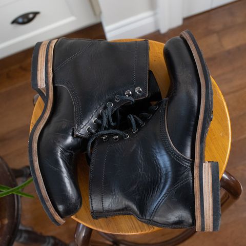 View photo of Virtus Leather Unlisted Model in Horween Black Chromexcel Horsebutt