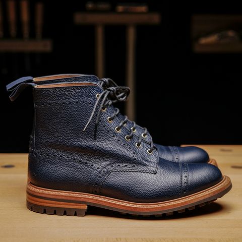 Search result thumbnail of Tricker's M7527 Derby Toecap Boot in Navy Scotch Grain