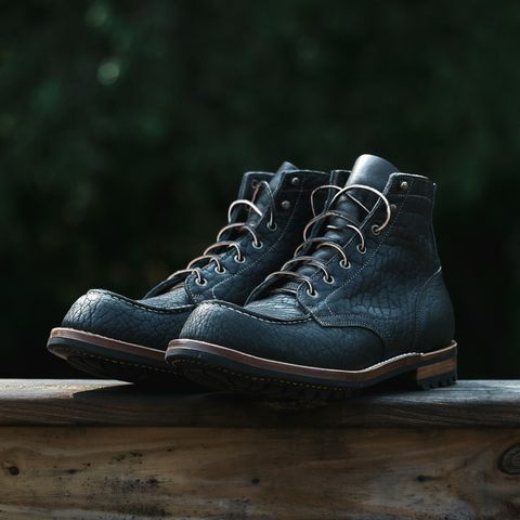 Truman Moc Toe in Law Tanning Black Big Horn Shrunken Bison