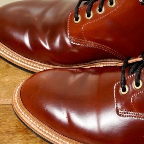 View photo of Grant Stone Diesel Boot in Horween Garnet Shell Cordovan