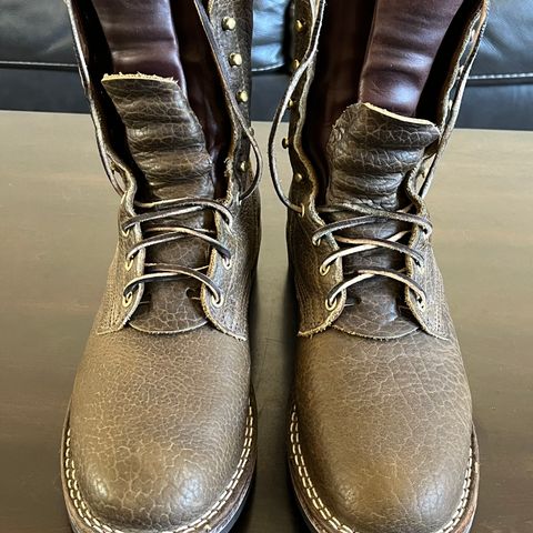 Nicks Lace Up Heritage in Law Tanning Olive Smooth Shruken Bison