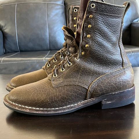 Nicks Lace Up Heritage in Law Tanning Olive Smooth Shruken Bison