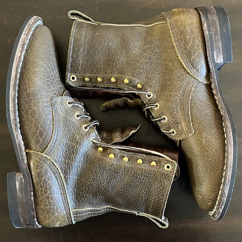 Nicks Lace Up Heritage in Law Tanning Olive Smooth Shruken Bison