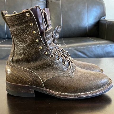 Nicks Lace Up Heritage in Law Tanning Olive Smooth Shruken Bison