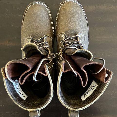 Nicks Lace Up Heritage in Law Tanning Olive Smooth Shruken Bison