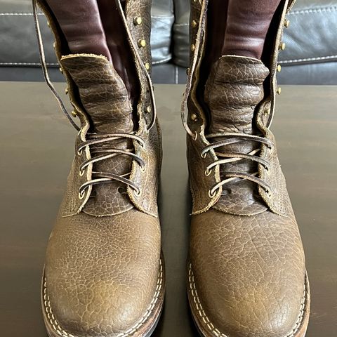 Nicks Lace Up Heritage in Law Tanning Olive Smooth Shruken Bison