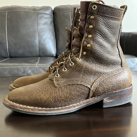 Nicks Lace Up Heritage in Law Tanning Olive Smooth Shruken Bison