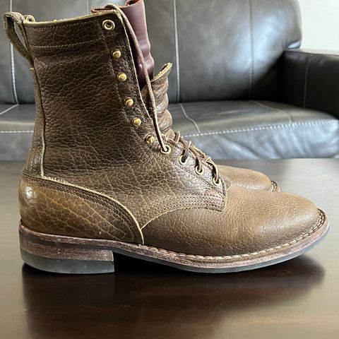 Nicks Lace Up Heritage in Law Tanning Olive Smooth Shruken Bison