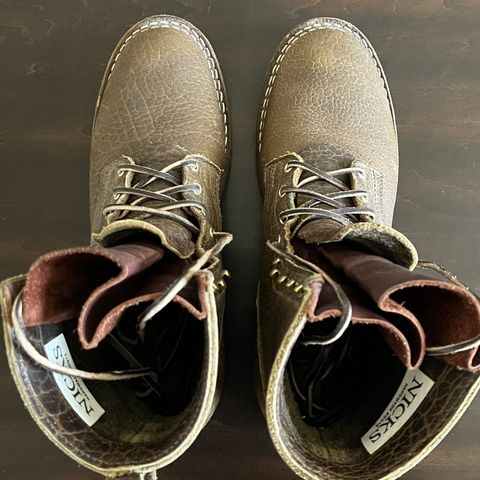 Nicks Lace Up Heritage in Law Tanning Olive Smooth Shruken Bison