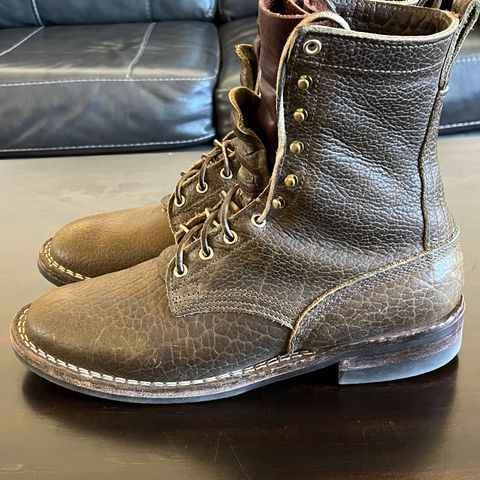 Nicks Lace Up Heritage in Law Tanning Olive Smooth Shruken Bison