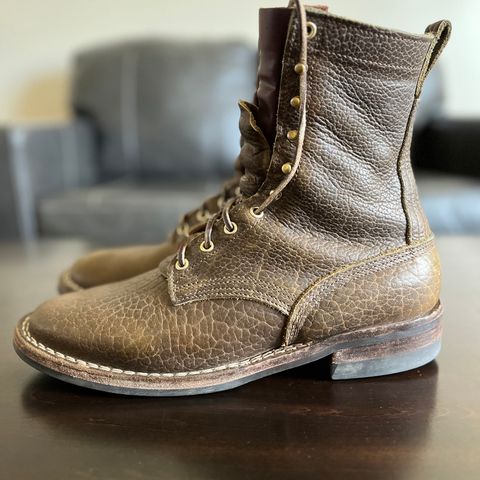 Nicks Lace Up Heritage in Law Tanning Olive Smooth Shruken Bison
