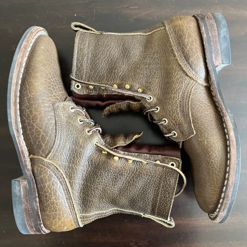 Nicks Lace Up Heritage in Law Tanning Olive Smooth Shruken Bison