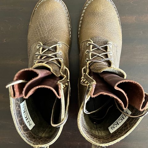 Nicks Lace Up Heritage in Law Tanning Olive Smooth Shruken Bison