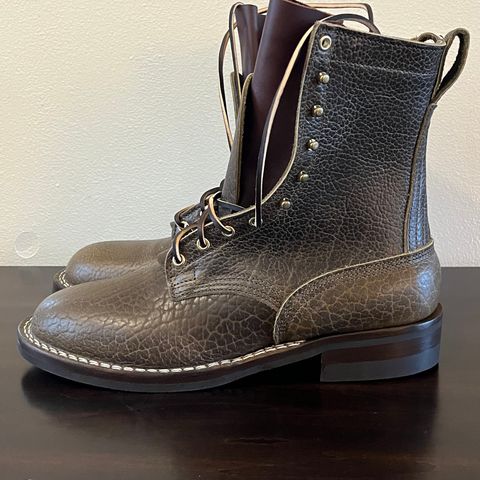 Nicks Lace Up Heritage in Law Tanning Olive Smooth Shruken Bison