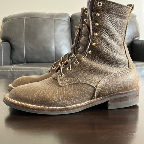 Nicks Lace Up Heritage in Law Tanning Olive Smooth Shruken Bison