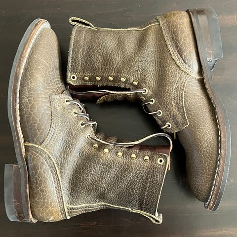 Nicks Lace Up Heritage in Law Tanning Olive Smooth Shruken Bison