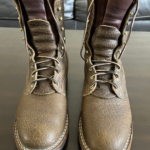 Nicks Lace Up Heritage in Law Tanning Olive Smooth Shruken Bison