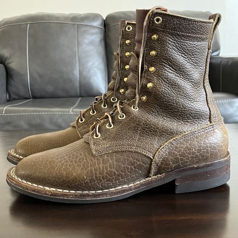 Nicks Lace Up Heritage in Law Tanning Olive Smooth Shruken Bison