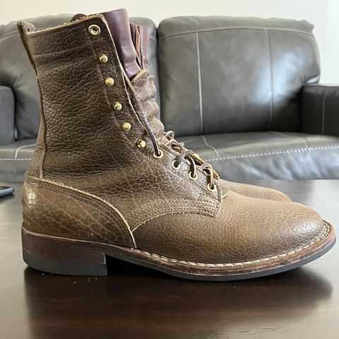 Nicks Lace Up Heritage in Law Tanning Olive Smooth Shruken Bison