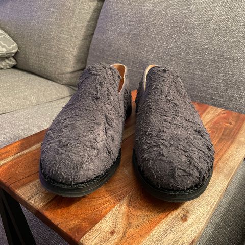 Viberg Slipper in C.F. Stead Smoke Rough Mohawk