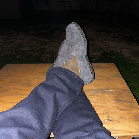 Viberg Slipper in C.F. Stead Smoke Rough Mohawk