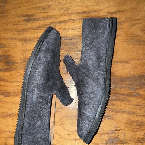 Viberg Slipper in C.F. Stead Smoke Rough Mohawk