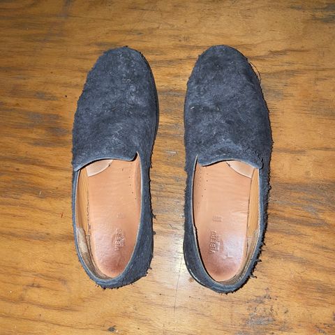 Viberg Slipper in C.F. Stead Smoke Rough Mohawk