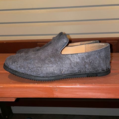 Viberg Slipper in C.F. Stead Smoke Rough Mohawk