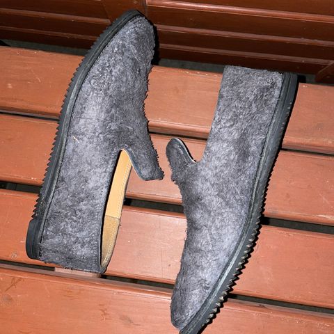 Viberg Slipper in C.F. Stead Smoke Rough Mohawk