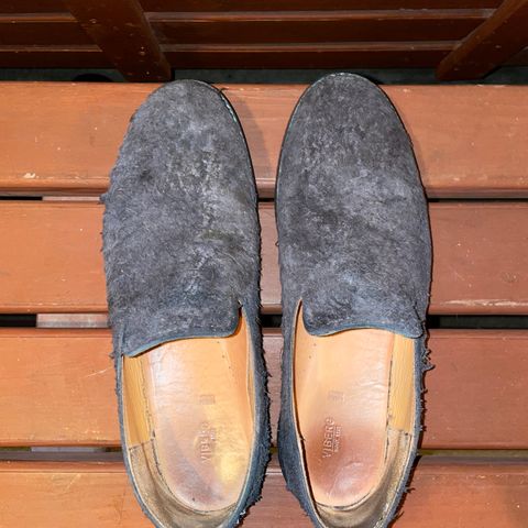 Viberg Slipper in C.F. Stead Smoke Rough Mohawk