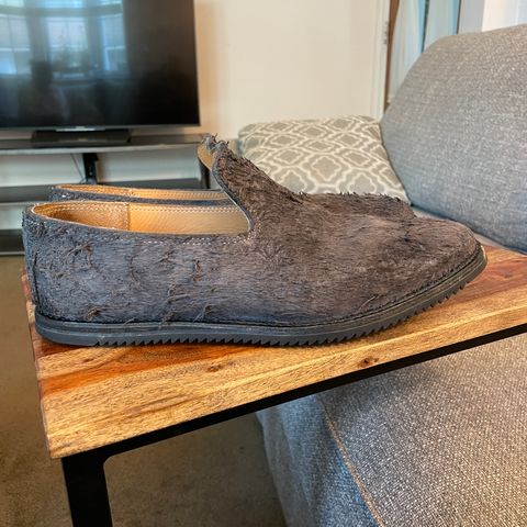 Viberg Slipper in C.F. Stead Smoke Rough Mohawk