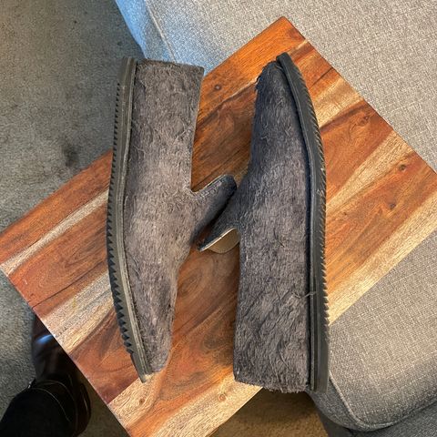 Viberg Slipper in C.F. Stead Smoke Rough Mohawk