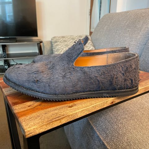Viberg Slipper in C.F. Stead Smoke Rough Mohawk