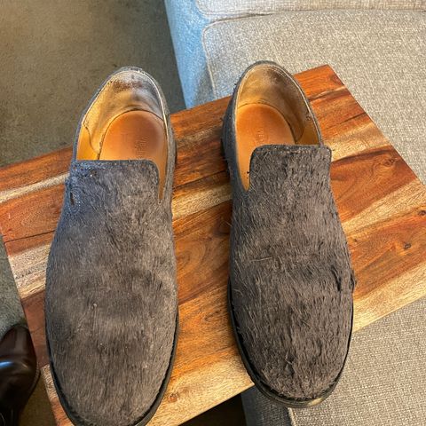 Viberg Slipper in C.F. Stead Smoke Rough Mohawk