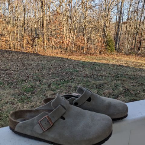 Birkenstock Boston in Taupe Suede