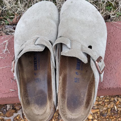 View photo of Birkenstock Boston in Taupe Suede