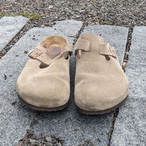 View photo of Birkenstock Boston in Taupe Suede