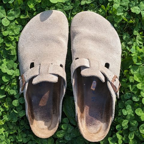 View photo of Birkenstock Boston in Taupe Suede