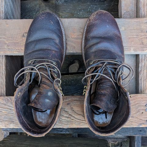 View photo of Oak Street Bootmakers Trench Boot in Dark Waxy Wild Boar