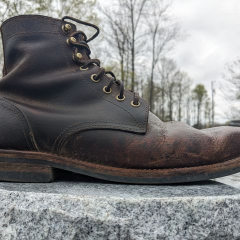 View photo of Oak Street Bootmakers Trench Boot in Dark Waxy Wild Boar