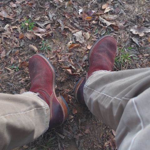 Unsung U 22-2 Engineer Boot in Horween Burgundy Workshoe Butt Roughout