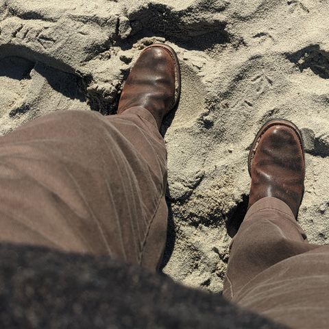 View photo of Unsung U 22-2 Engineer Boot in Horween Burgundy Workshoe Butt Roughout