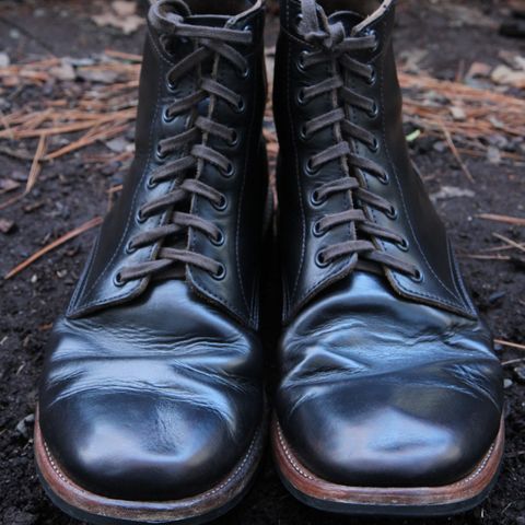 View photo of Oak Street Bootmakers Trench Boot in Horween Black Chromexcel