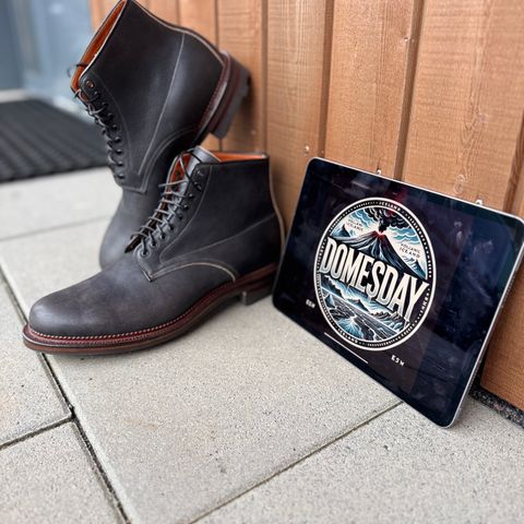 Viberg Navvy Boot in Horween Black Washed Chromexcel & Washed Chromexcel